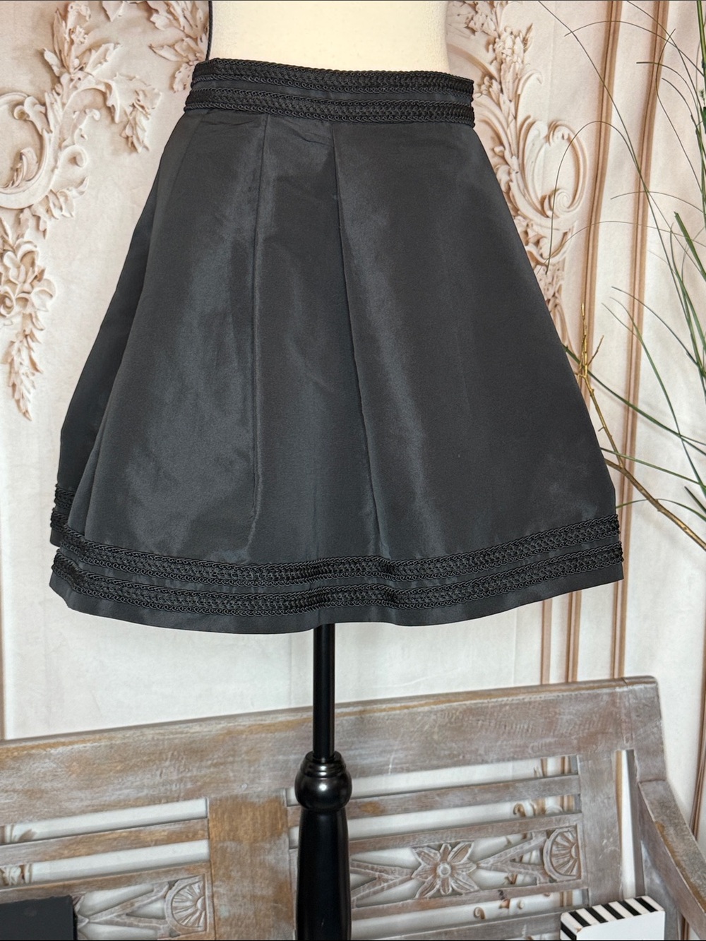 RED Valentino Black Circle Skirt with Trimmed Hem